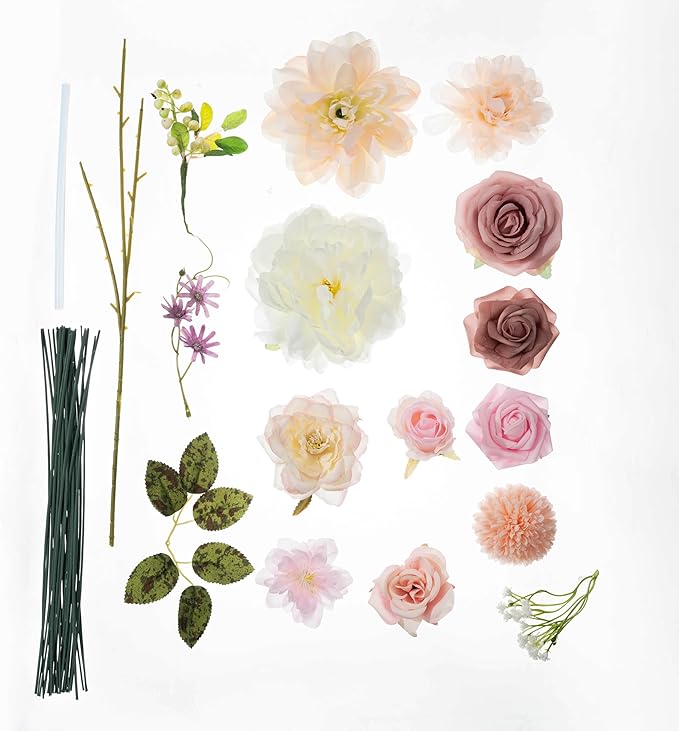 30 Pcs Roses Artificial Flowers Pink Bouquets Box Set for DIY Bridal Wedding Shower Decorations Fake Floral Arrangements for Party Table Centerpieces Home Decor Indoor Outdoor Dusty Blush