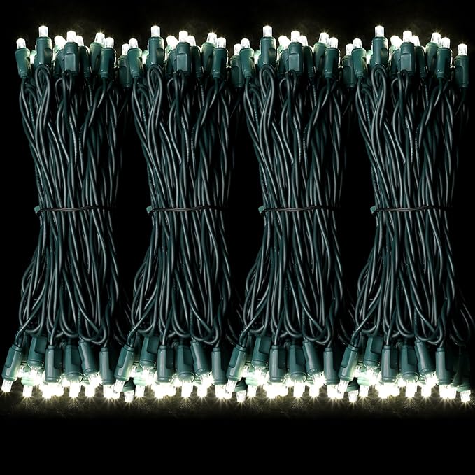 LAMPHOME 50LED String Lights,LED Christmas Lights,6" SPACING,Green Wire,White Colour,Commercial Grade