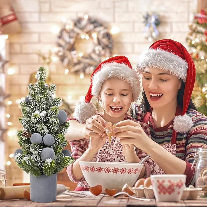 SY Super Bang Small Christmas Tree, 13Inch Artificial Velvet Ball Berry Mini Tabletop Tree Christmas Decorations, for Home Party Thankgivings Xmas Indoor Decor. (Grey, 18Inch)