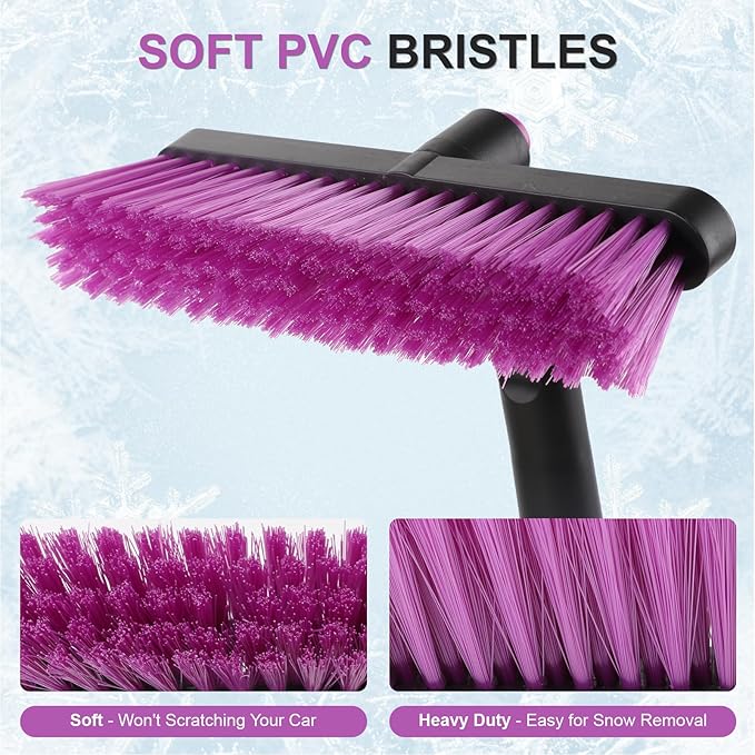 YOUGFIN Ice Scraper with Snow Brush Detachable for Car Windshield 33 Inch, 2 In 1 Extendable Window Scraper & Foam Snow Removal Brush for SUV, Heavy Duty Snow Cleaner for Truck Van, 360° Pivoting Head