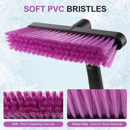 YOUGFIN Ice Scraper with Snow Brush Detachable for Car Windshield 33 Inch, 2 In 1 Extendable Window Scraper & Foam Snow Removal Brush for SUV, Heavy Duty Snow Cleaner for Truck Van, 360° Pivoting Head