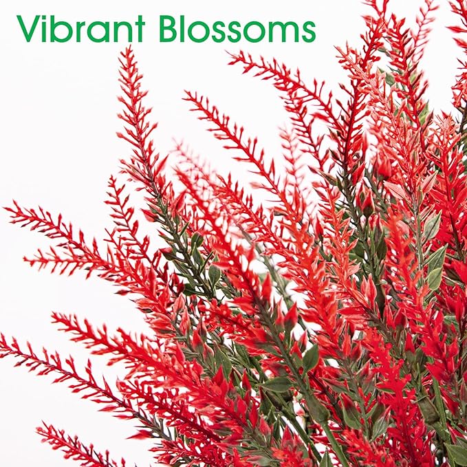 Ouddy Decor 12 Bundles Artificial Lavender Fake Flowers Faux Plastic Plants for Home Wedding Kitchen Garden Patio Window Box Office Table Centerpieces Indoor Outdoor Decor, Red