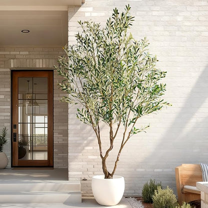 7ft Faux Olive Tree with Pot & Moss Artificial Olive Plant Fake Olive Tree for Home Decor, Large Indoor Artificial Trees Faux Plants Indoor Durable Artificial Trees for Living Room/Office