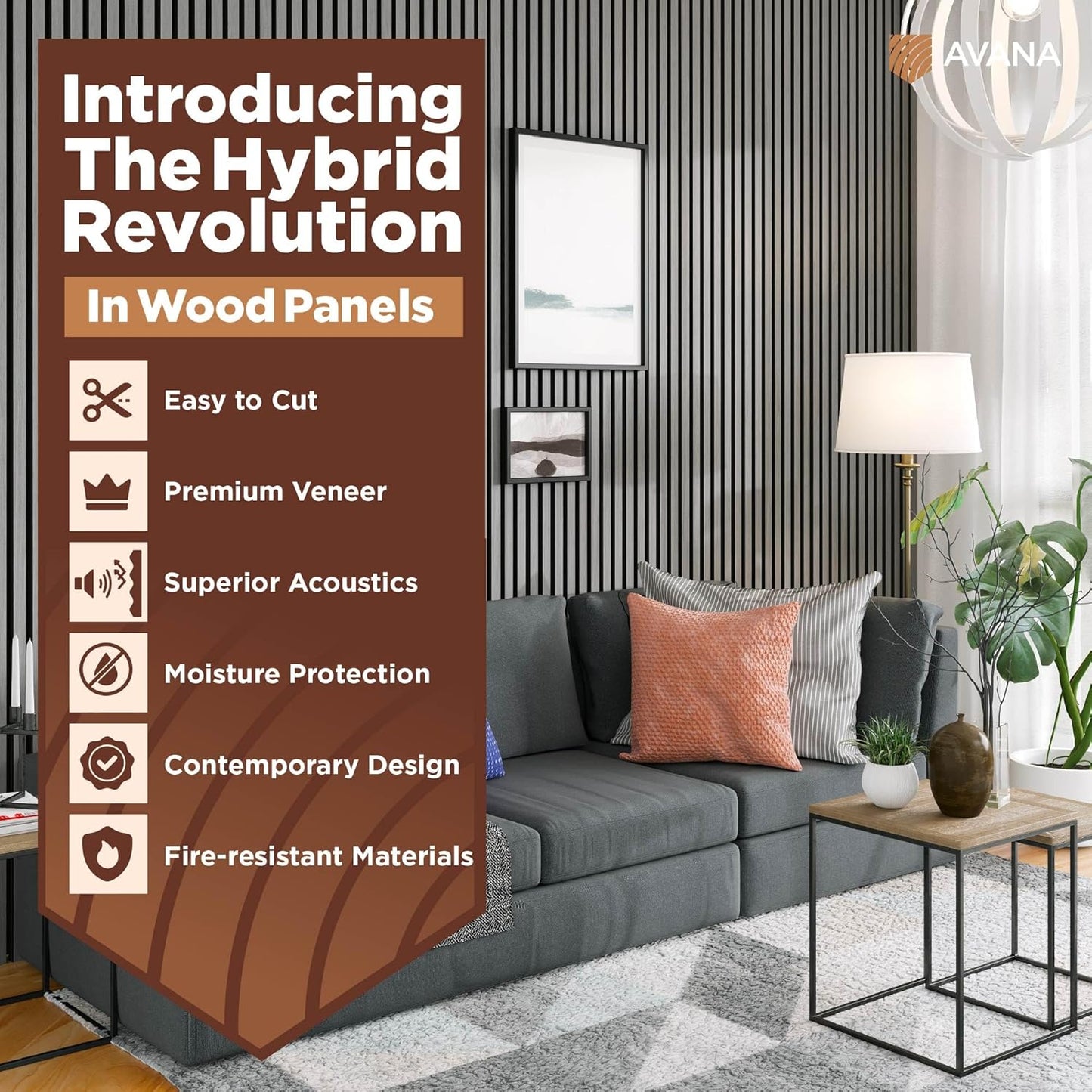 Avana Modern Acoustic Wood Wall Panels – 47.2 X 12.6 Inch Gray Oak Acoustic Panels 1 PC – Wall Panels for Interior Wall Decor For Homes, Offices, Studios – Sturdy And Durable Wood Panels for Wall