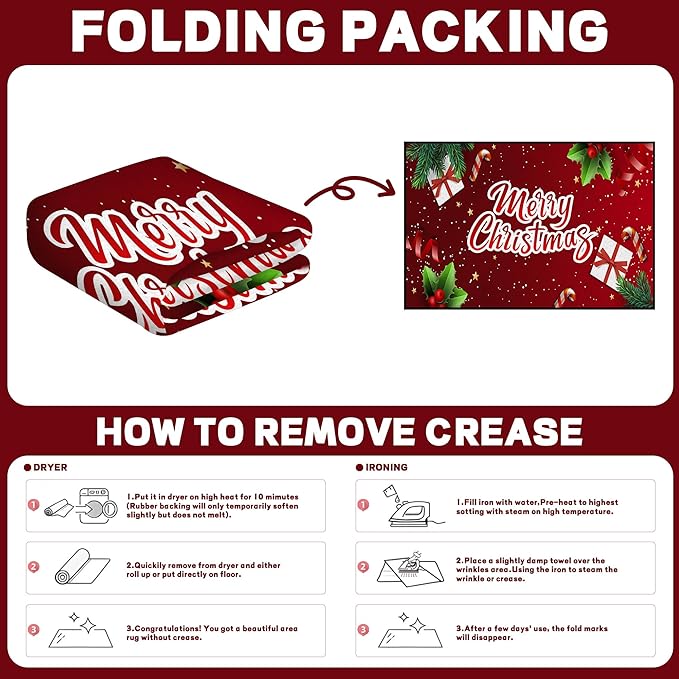 2' X 3' Christmas Rug, Snowflake Rug, Xmas New Year Gift Door Mat for Bedroom Living Room Kitchen, Merry Christmas Indoor Floor Mats for Holiday Festive Decoration,23.6" X 35.4"