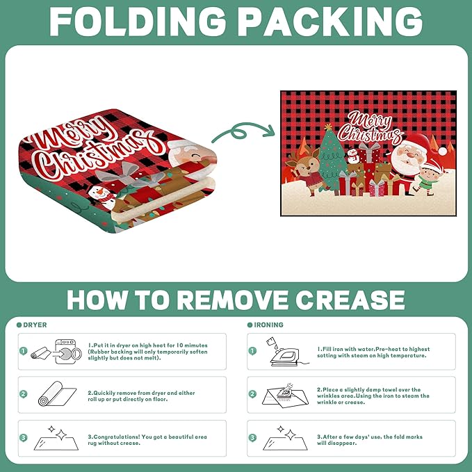 5' X 7' Christmas Area Rug Bedroom Living Room Rugs Xmas Decorative Area Rug Non-Slip Indoor Throw Rug Washable Rug Floor Carpet for Kitchen Nursery