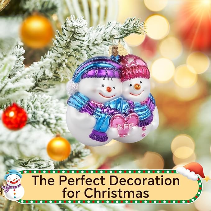 Snowman Christmas Tree Ornaments,Hand-Blown Glass Ornaments for Tree, Friendship Snowman Collection Hanging Ornaments, Christmas Decorations for Holiday Birthday Party Daily Home Gifts