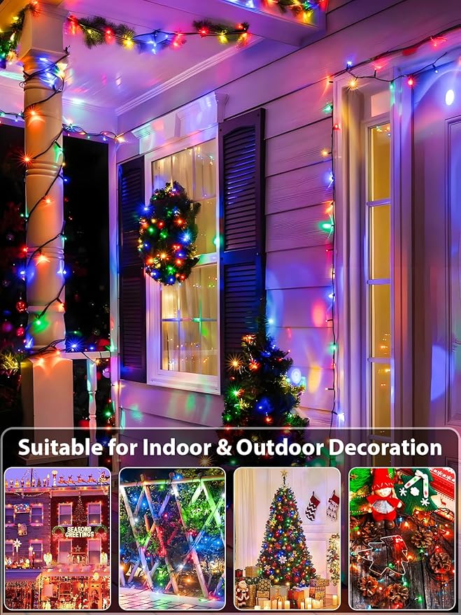 Upgraded 165FT 500 LED Multicolor Christmas String Lights Indoor & Outdoor, Memory Function & Timer & 8 Modes, Green Wire Waterproof String Lights for Xmas Tree Holiday Party Garden Decor (Multicolor)