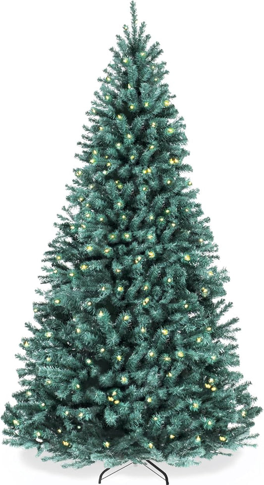 Best Choice Products 9ft Pre-Lit Blue Spruce Christmas Tree, Artificial Full Hinged Decor, Holiday Decoration w/ 700 Warm White Incandescent Lights, 2,236 Tips, Foldable Metal Base