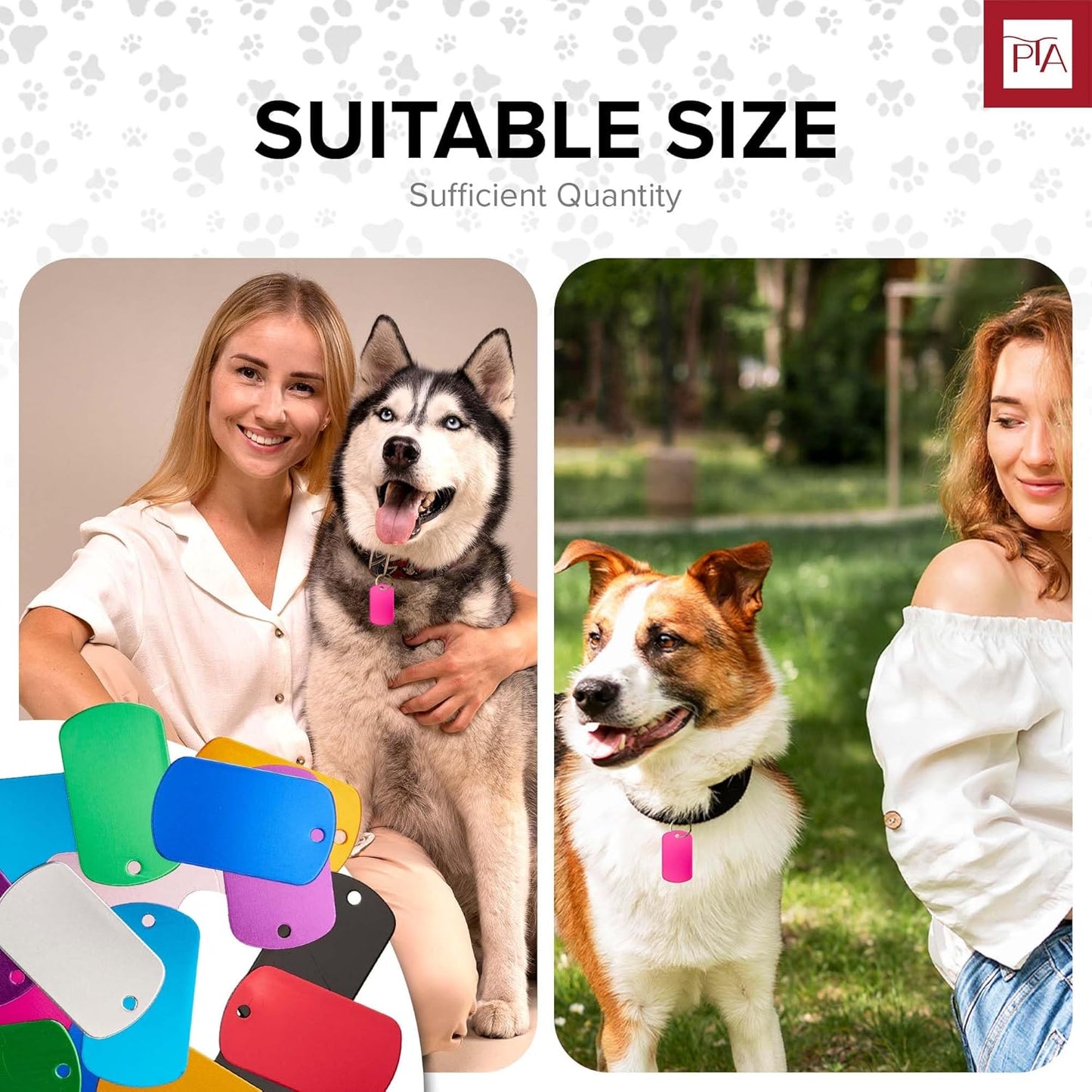 [Press TX Art] 40 Pcs Round(Circle), Bone, Rectangle, Heart Anodized Aluminum Stamping Blanks Tags 10 Mixed Colors Metal Engraving ID Name Tags with Rings (Rectangle in 10 Colors)