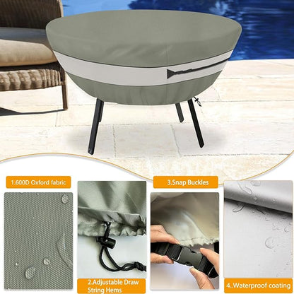 Round Patio Table Cover,Suitable for 36 Inch Diameter Patio Round Table,Waterproof Heavy Duty Round Outdoor Coffee Table Cover,Grey Green