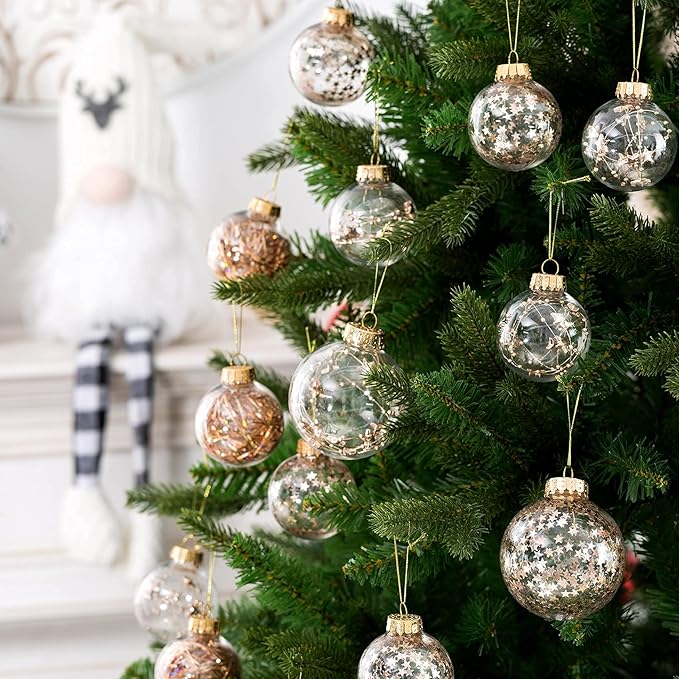 Christmas Ornaments Ball Set-Shatterproof Clear Plastic Decorative Baubles for Xmas Tree House Holiday Wedding Party Decoration,20pcs Champagne