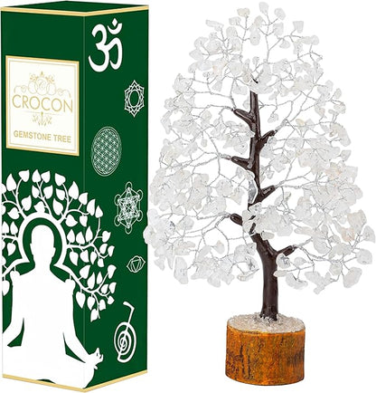 Clear Quartz Gemstone Tree of Life - Handmade Crystal for Positive Energy, Chakra Money Tree Bonsai - Feng Shui Decor, Healing Crystals - Attract Good Luck, Meditation Accessories, Spiritual Gift