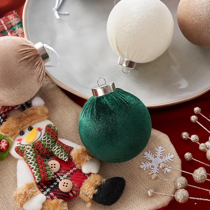 Christmas Ball Ornaments, 15 Pcs Red & Green Ornaments with Velvet, Multicolor Xmas Decorations for Christmas Tree Holiday Decor