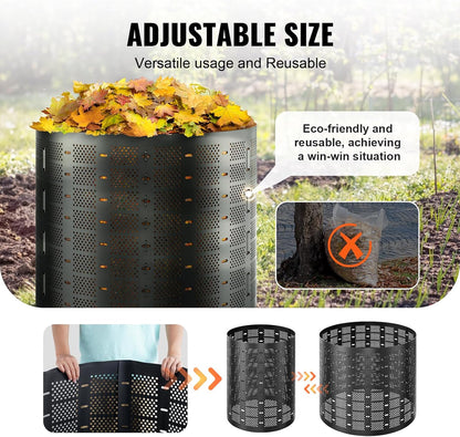 VEVOR Compost Bin 220 Gallon, Outdoor Expandable Composter, Easy to Setup & Large Capacity Composting Bin, Fast Creation of Fertile Soil