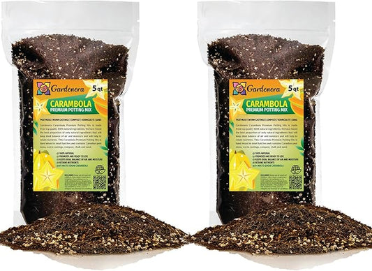 GARDENERA Premium Carambola Potting Soil Mix - Perfect Balance of Nutrients, Drainage, and Aeration for Thriving Starfruit Trees - 10 Quart