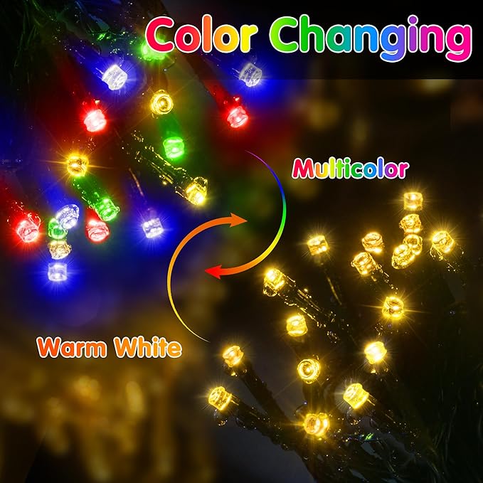 KNONEW 1000 LED 403FT Christmas Lights Outdoor Green Wire Color Changing String Lights with 11 Modes & Timer Dimmable Fairy Light for Xmas Tree Roof Yard Wedding Decorations(Warm White to Multicolor)