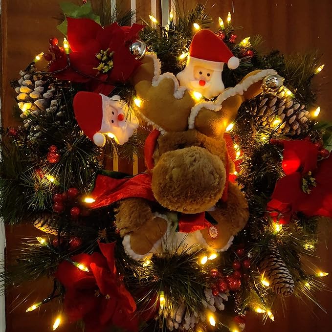 Christmas Light, 33ft 100 LED Battery Operated String Lights with Auto Timer & 8 Modes, Green Wire Outdoor Waterproof String Lights for Outdoor and Indoor Christmas Decor – Warm White