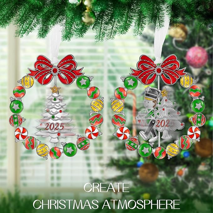 Laraine Christmas Tree Ornaments – 2 Pack - Decorative Rotation Hanging Pendant of Car Charm Holiday Keepsake Gift Home Decor (2 Pieces Set (2025))