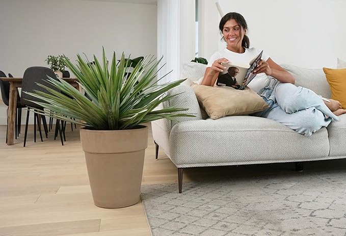 SUNPRAIRIE 27 inches Tall Artificial Agave Plant in Black Pot with Real Stone Pebbles, 126 Realistic Leaves. Large Faux Plants Indoor and Outdoor.