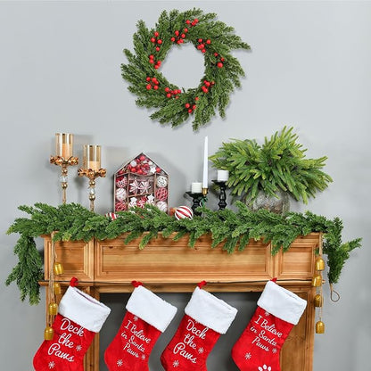 6.2FT Christmas Cedar Garland Artificial Real Touch Greenery with Thick and Lush Soft Pine Needles, Realistic Faux Green Garlands for Mantle Fireplace Table Indoor Outdoor Christmas Decorations