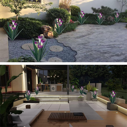 Homight Metal Agave Plant Outdoor Decoration Lily Mexican Yard Art Garden Gift - 3 Big Purple Lilies