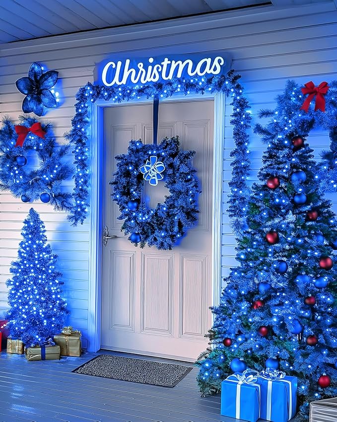 355FT 900 LED Blue Christmas Lights, Extra Long Outdoor String Lights Waterproof, Timer & Memory, 8 Modes Dimmable Plug in Fairy Lights for Outside Tree Wedding Patry Holiday Decorations