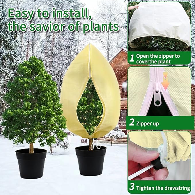 Plant Covers Freeze Protection,98.7 X 142 Inches Frost Protection Covers For Plants, Zippered Drawstring,Suitable For Large Shrubs And Potted Plants.
