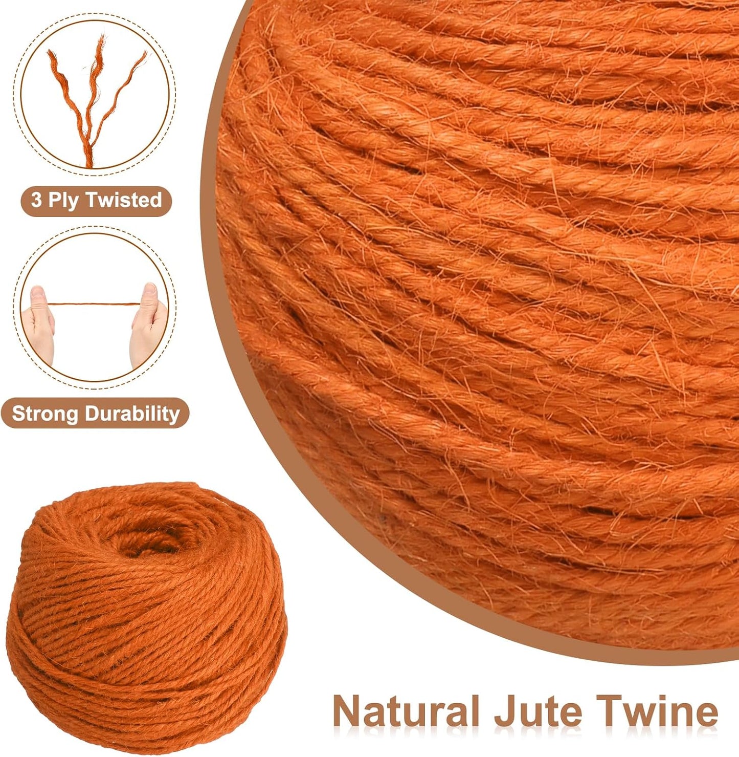 uxcell 328 Feet Natural Jute Twine String,3mm Thin Garden Twine Rope Colored Plant String Cord for DIY Art Crafts Gift Wrapping Decoration Packing Gardening Plant Hanger,Orange