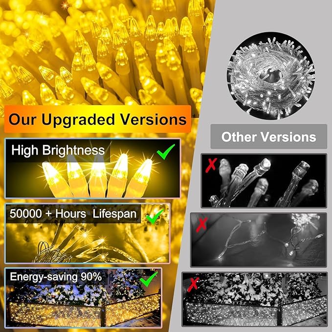 1620 LED Christmas Lights with 360Drops, 164ft 12 Modes Warm White Outdoor String Lights with Timer Dimmable, Waterproof Hanging Twinkle Lights for Indoor Holiday Wedding Party Eaves Christmas Decor