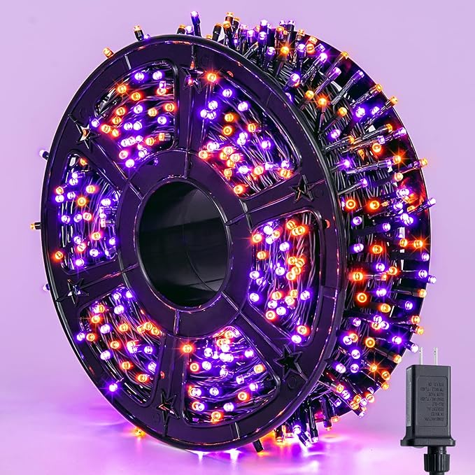 JMEXSUSS 800 LED Orange and Purple Halloween Lights, 272ft Halloween String Lights Outdoor Waterproof, 8 Modes Plug in Twinkle Light for Tree Party Decor