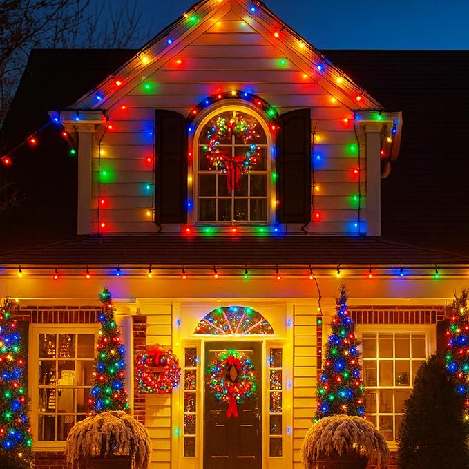 Christmas String Lights Outdoor & Indoor, 2Pack 600 LED Christmas Lights, 210ft Plug-in Twinkle Light Waterproof with 8 Modes for Christmas Tree Wedding Party Garden Patio Decorations(Multicolor)