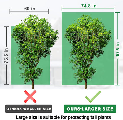 Large Tree Covers for Winter Plant Covers Freeze Protection, 74.8"X 90.5" Frost Covers for Outdoor Plants with Zipper Drawstring, Winter Cold Weather Frost Blankets Shrub Jacket Cover Bags