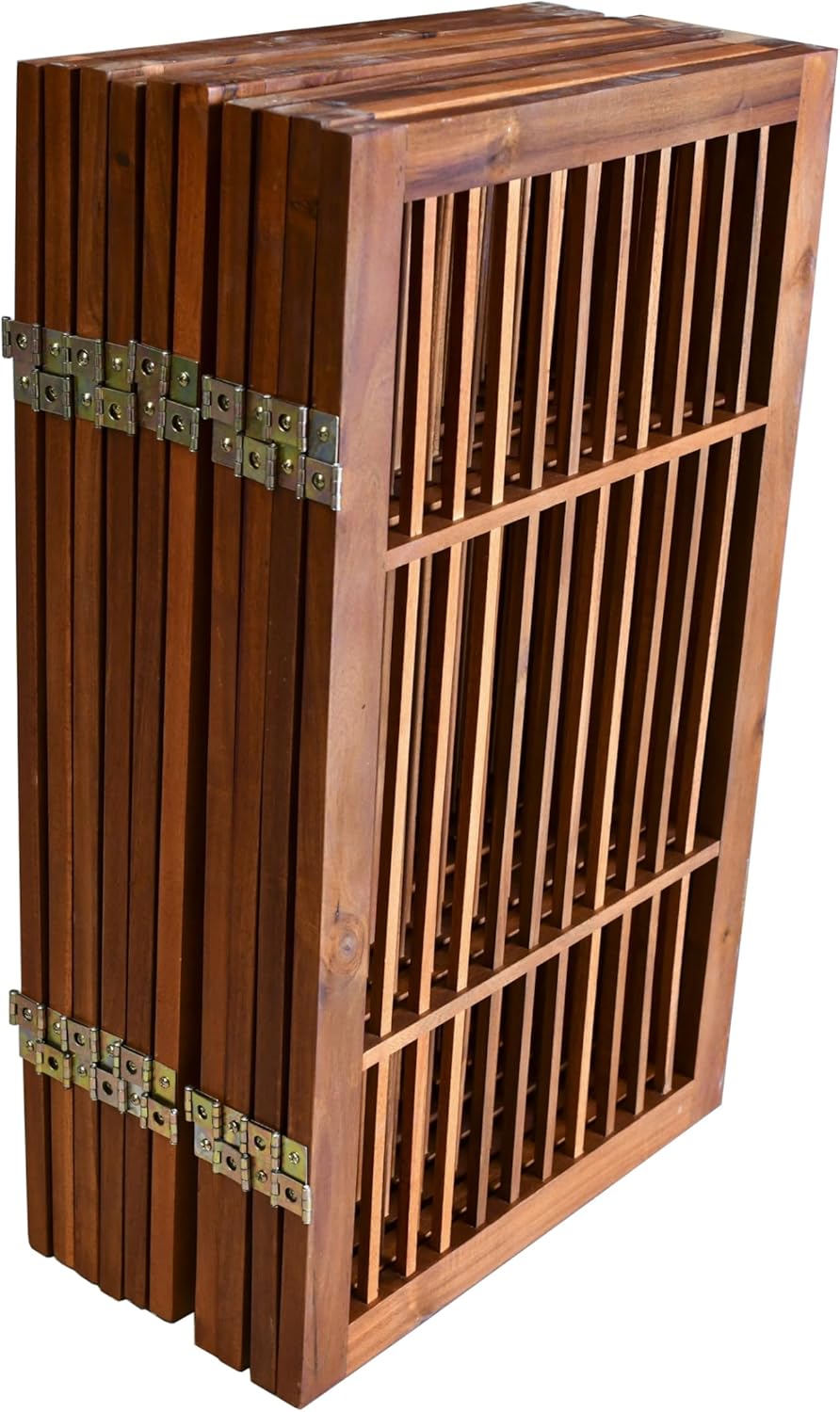 Pet Dog Gate Strong and Durable Freestanding Folding Acacia Hardwood Portable Wooden Fence Indoors or Outdoors by Urnporium (Brown Pet Gate, 10 Panel 30" Tall)