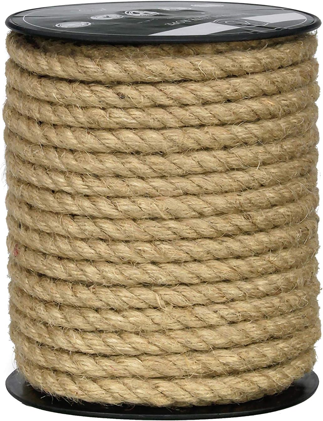 Premium Quality Natural Jute Rope 6 MM (1/4" 100 ft) Petroleum Smell Free, Multi Size, Natural, Biodegradable, Hemp Rope, Great for Crafting, Decoration, Camping, PET Friendly