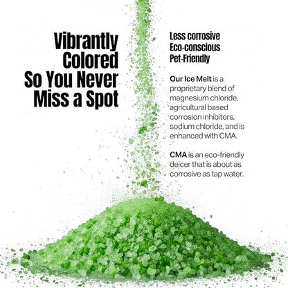 Green Ice Melt -25°F Effective, Pet Safe Eco-Friendly De-Icer, Fast-Acting Granules for Driveways, Walkways & Entryways, 8 lb Pail