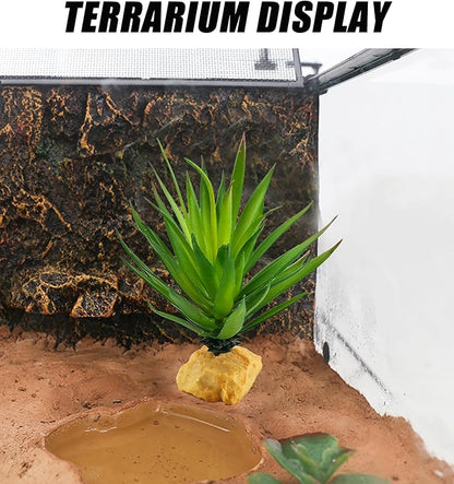 Woyrise Reptile Plants Succulent, Artificial Desert Plant for Terrarium Decor, Bearded Dragon Tank Accessories fit Gecko Lizard Chameleon Ball Python Snake - Agave Sisalana