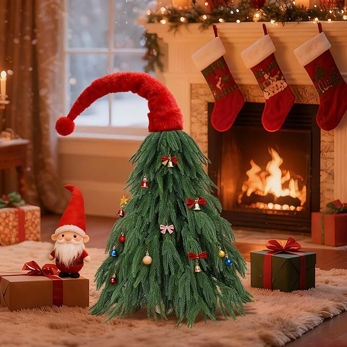 Tabletop Norfolk Pine Christmas Tree, 3FT Green Mini Artificial Christmas Tree with Norfolk Branch, Small Xmas Tree for Christmas Gnome Holiday Indoor Decoration