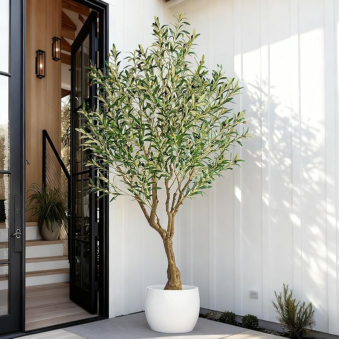 6ft Faux Olive Tree with Pot & Moss Artificial Olive Plant Fake Olive Tree for Home Decor, Large Indoor Artificial Trees Faux Plants Indoor Durable Artificial Trees for Living Room/Office