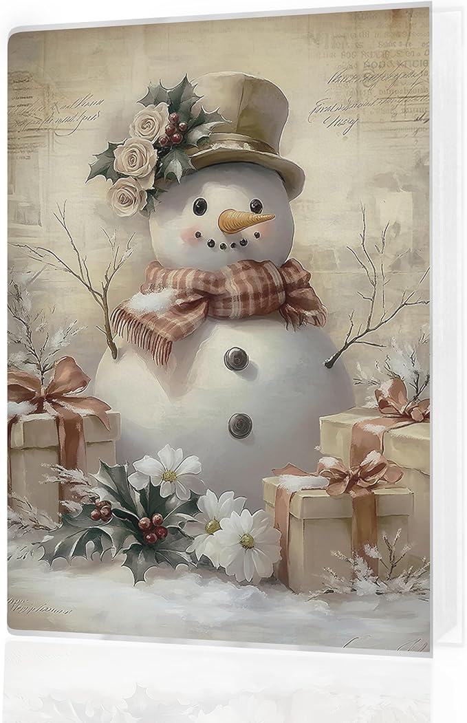 Christmas Photo Albums 4x6 Pictures, Vintage Rustic Christmas Snowman Winter Holiday Small Memory Photo Album Book for Baby Family Graduation Wedding Travel Vacation
