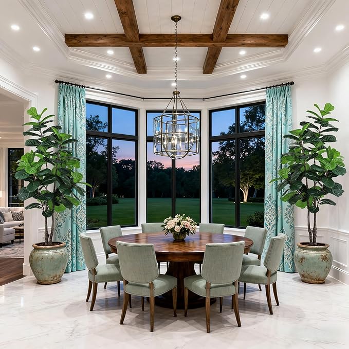 Fiddle Leaf Fig Tree Artificial Plants Indoor - 6ft Realistic Fake Plants Ficus Lyrata Trees, Faux Trees Indoor Floor Plant for Home Decor Living Room Office Christmas Housewarming Gifts