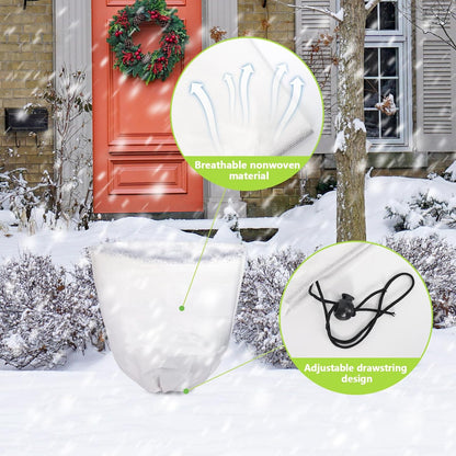 Svepndic 4 PCS Winter Plant Covers Freeze Protection,39X39 Reusable Plant Protector Bag with Drawstring,Winter Plants Jacket Warm Shrubs Cover Blanket Frost Protection for Outdoor Garden Plants