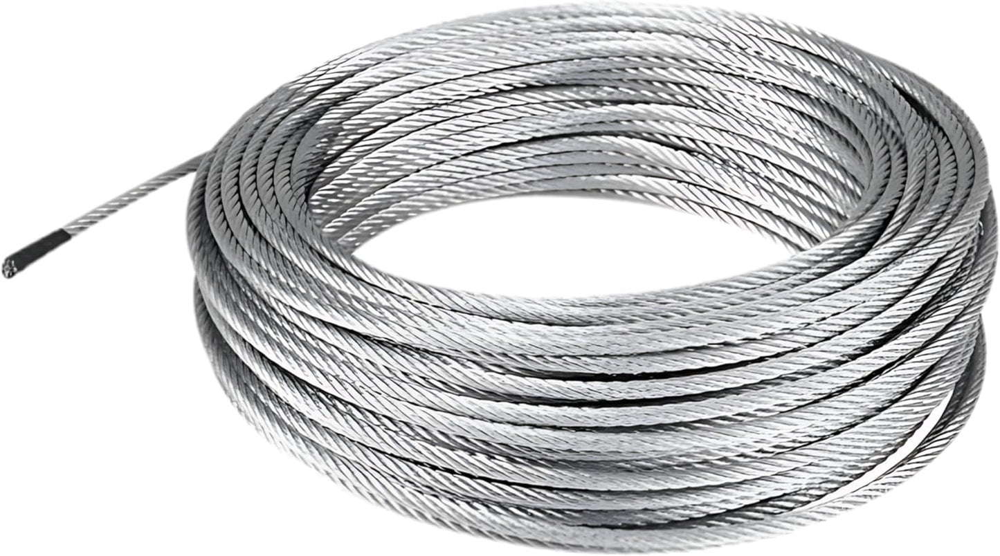 Galvanized Aircraft Cable Wire Rope 3/8" 7x19-100 ft Coil for DIY Cable Decking Railing System, Marine Grade