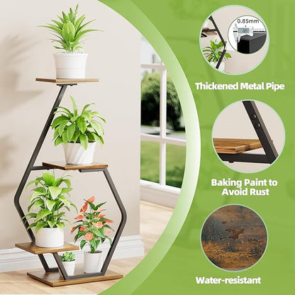 Plant Stand Indoor with Grow Light, 35'' Plant Shelf Corner Plant Stands for Indoor Plant, 2 Pack 4 Tiered Plant Holder for Home Decor, Plant Shelves for Multiple Plants