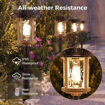 XMCOSY+ Solar Garden Lights Waterproof - 20 LM Solar Pathway Lights, Water Lens Glass Outdoor Lighting for Garden Yard Walkway Driveway Landscape (Warm White)