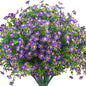 Outdoor Artificial Flowers UV Resistant & Fade Proof, 12 Pack Realistic Fake Flowers for Garden, Patio, Lawn Decor - Weatherproof Plastic Plants (Purple)