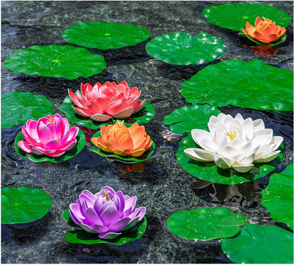 20Pcs Floating Lily Pads for Ponds, Fake Lily Pads, Artificial Lotus Leaves Decorative, 6pcs 8.3in and 6pcs 7in and 8pcs 4in (Total 20pcs)