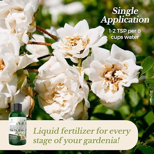 Professional Liquid Gardenia Plant Fertilizer | 3-1-2 Concentrate for Flowering Plants | Multi-Purpose Blend & Gardening Supplies | 8 oz Bottle