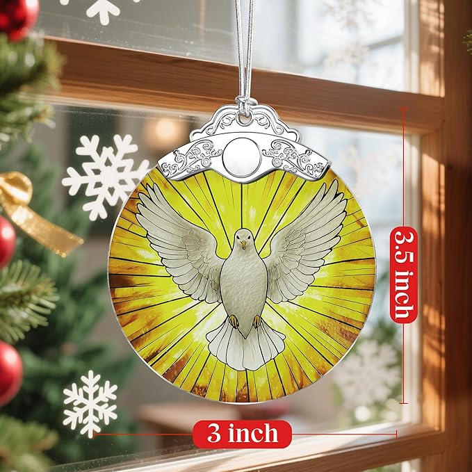 Stained Glass Dove Ornament: Christian Christmas Ornament, Christmas Tree Ornament, Religious Home Decor, Gifts for Christian, Religious Gifts, Gift Exchange, Gift Idea