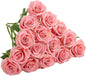 15pcs Fake Roses Artificial Silk Flowers Faux Rose Flower Long Stems Bouquet for Arrangement Wedding Centerpiece Party Home Kitchen Decor